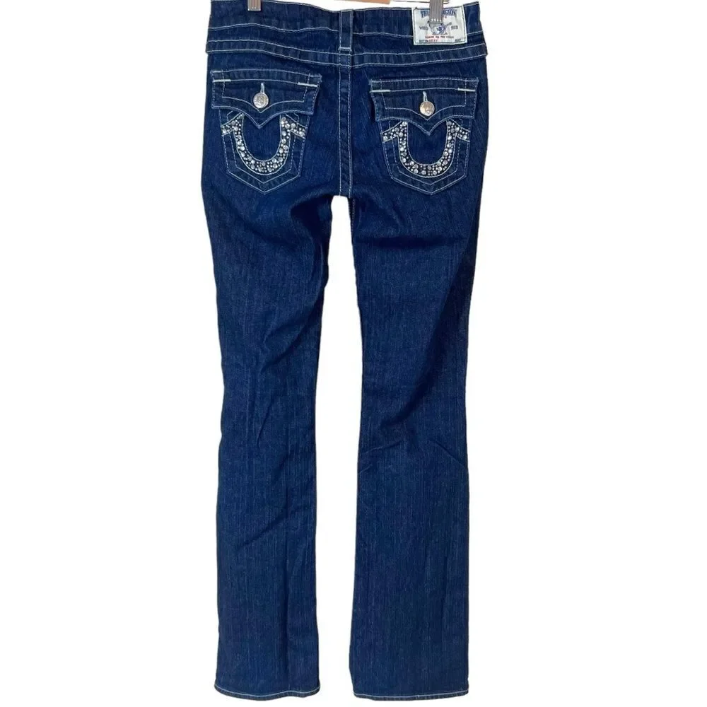 True Religion Becky Rhinestone Flap Pocket Jeans Style# WS2564C47